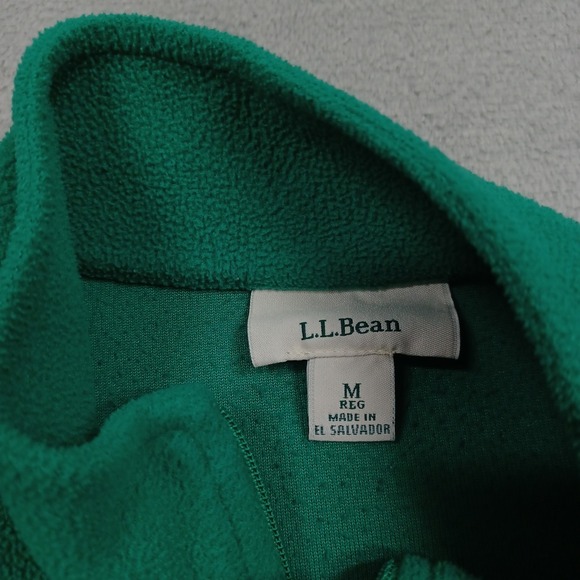 LL Bean Jacket Womens Medium Green Fleece Full Zip Pockets Outdoor Casual a2 - Picture 4 of 8